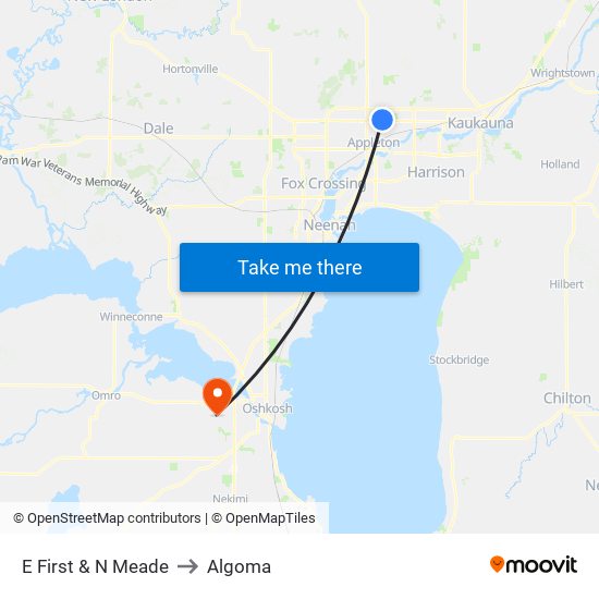 E First & N Meade to Algoma map