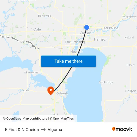 E First & N Oneida to Algoma map