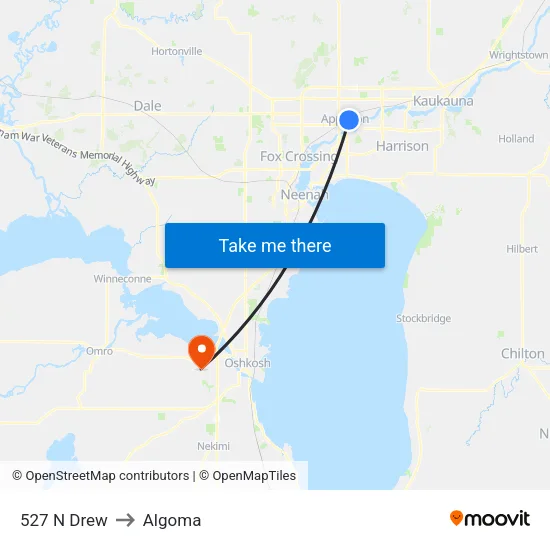 527 N Drew to Algoma map