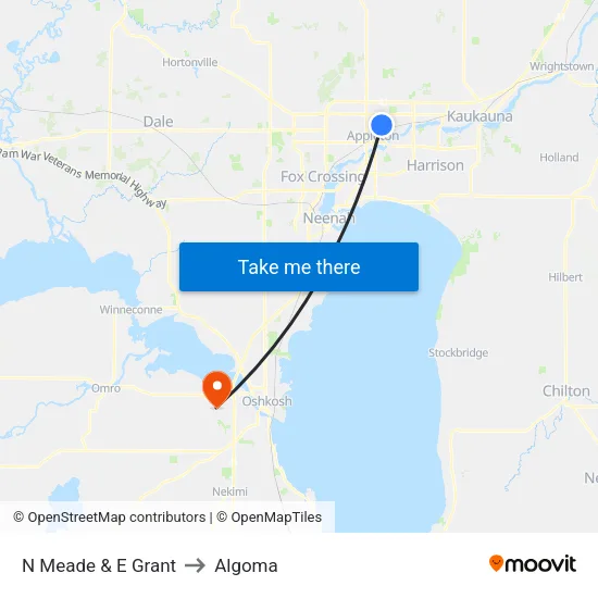 N Meade & E Grant to Algoma map