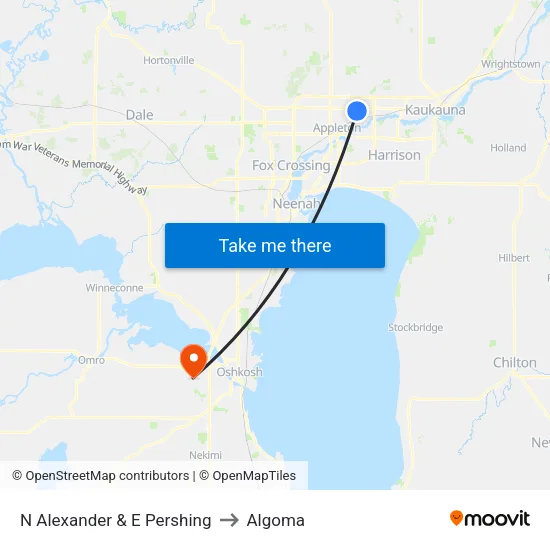 N Alexander & E Pershing to Algoma map