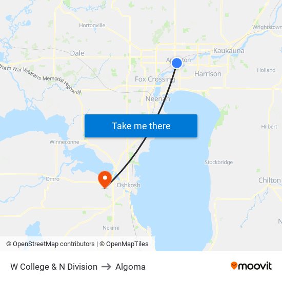 W College & N Division to Algoma map