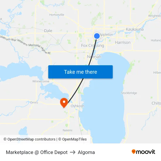 Marketplace @ Office Depot to Algoma map