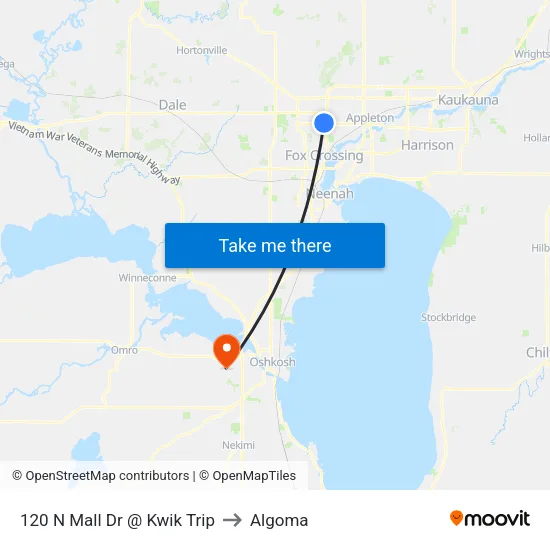 120 N Mall Dr @ Kwik Trip to Algoma map