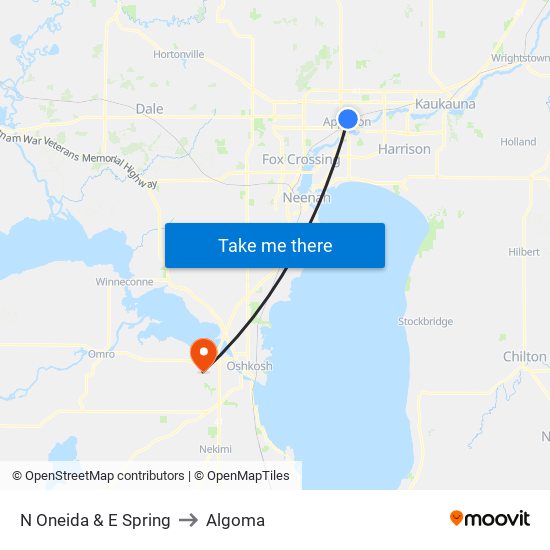 N Oneida & E Spring to Algoma map