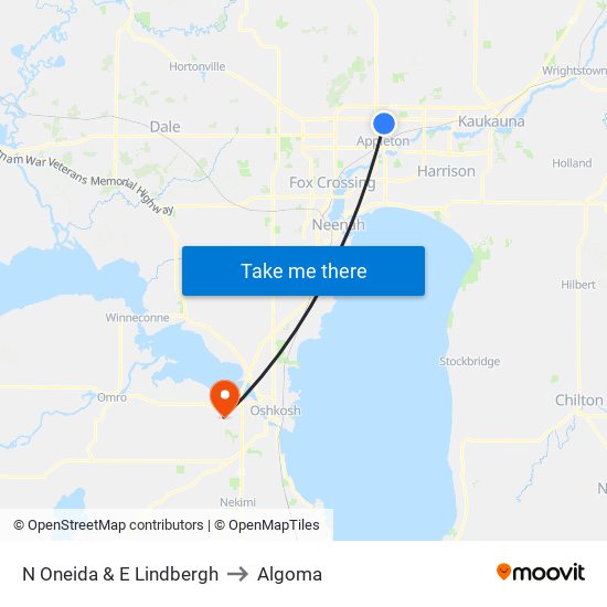 N Oneida & E Lindbergh to Algoma map