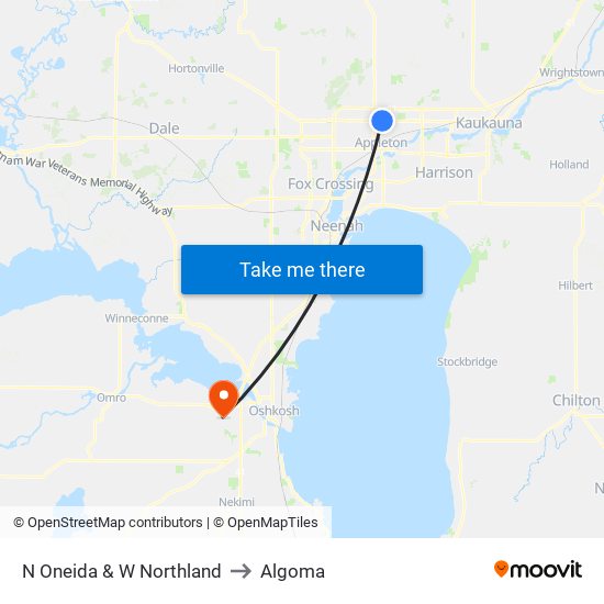 N Oneida & W Northland to Algoma map