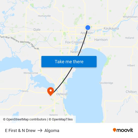 E First & N Drew to Algoma map