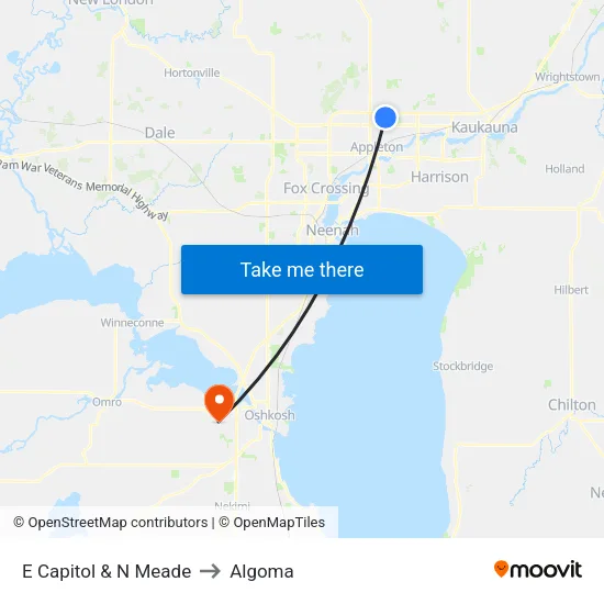 E Capitol & N Meade to Algoma map