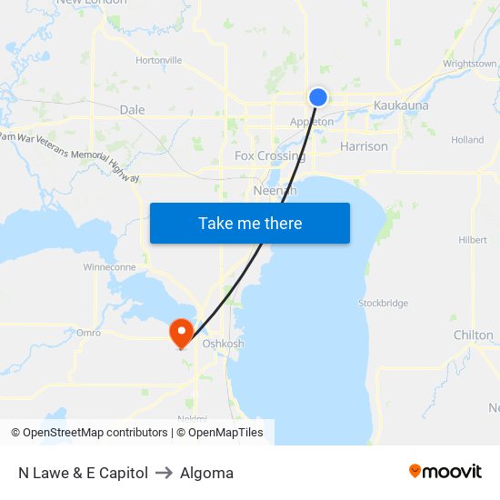 N Lawe & E Capitol to Algoma map