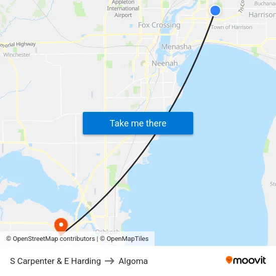 S Carpenter & E Harding to Algoma map