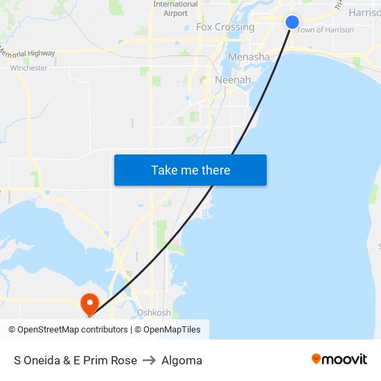 S Oneida & E Prim Rose to Algoma map