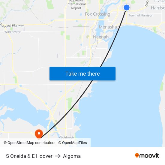 S Oneida & E Hoover to Algoma map