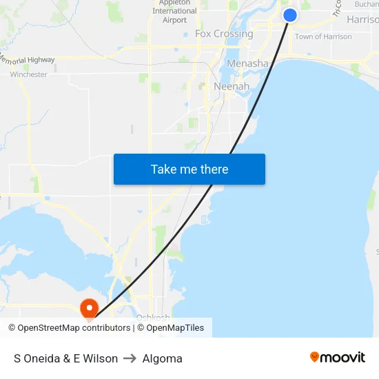 S Oneida & E Wilson to Algoma map