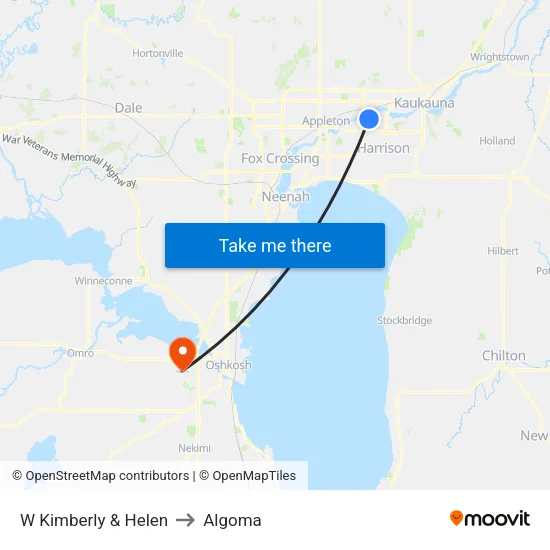 W Kimberly & Helen to Algoma map