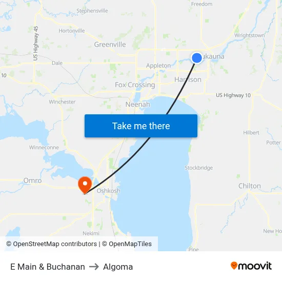 E Main & Buchanan to Algoma map