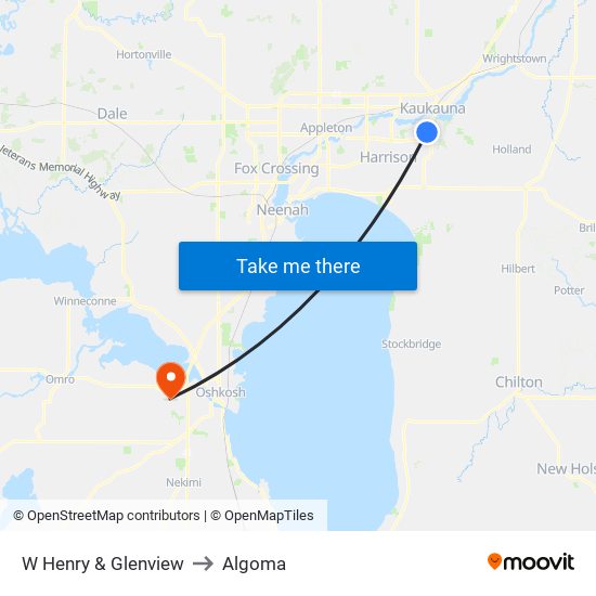W Henry & Glenview to Algoma map