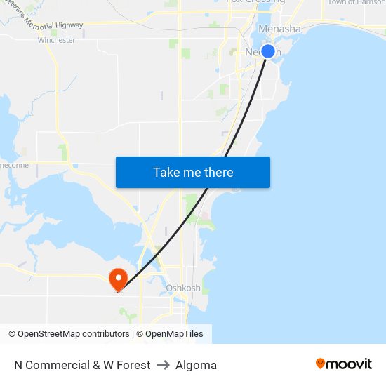 N Commercial & W Forest to Algoma map