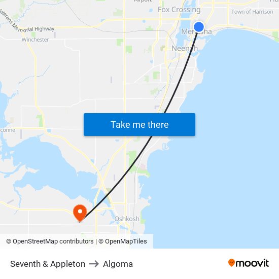 Seventh & Appleton to Algoma map