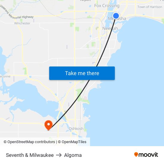 Seventh & Milwaukee to Algoma map