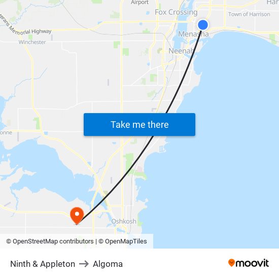 Ninth & Appleton to Algoma map
