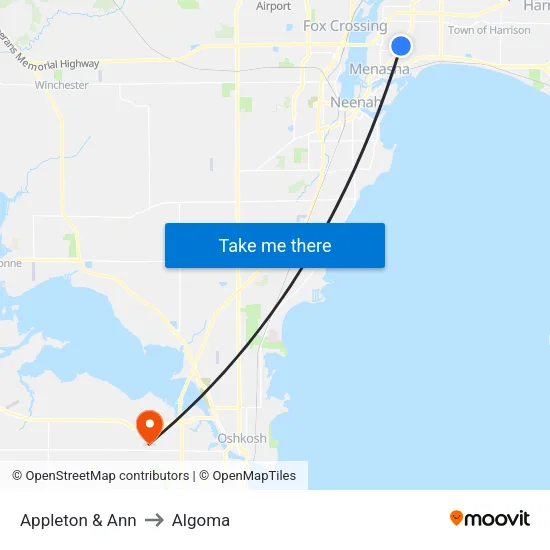 Appleton &  Ann to Algoma map