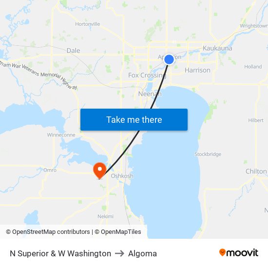 N Superior & W Washington to Algoma map