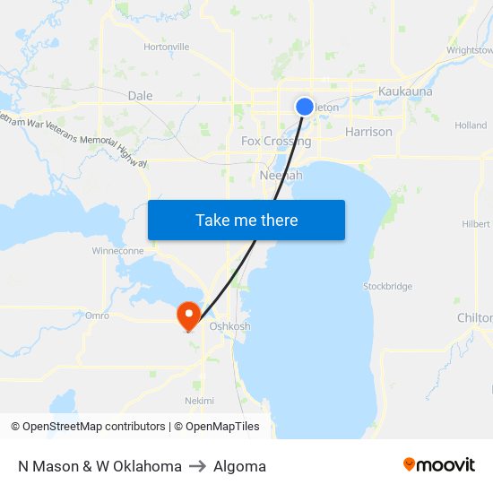 N Mason & W Oklahoma to Algoma map