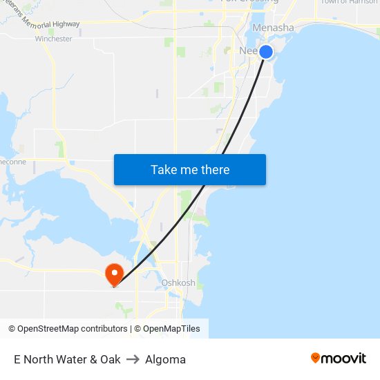 E North Water & Oak to Algoma map