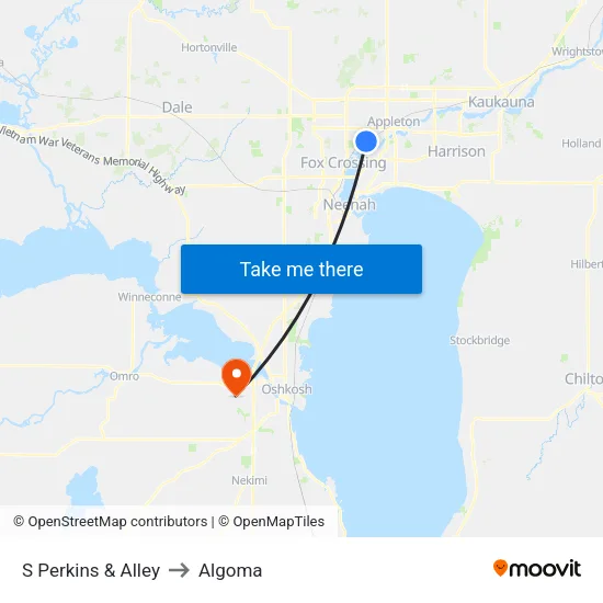 S Perkins & Alley to Algoma map
