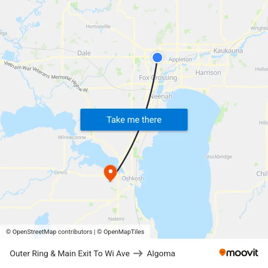 Outer Ring & Main Exit To Wi Ave to Algoma map