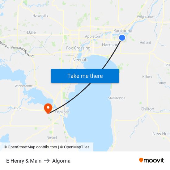 E Henry & Main to Algoma map