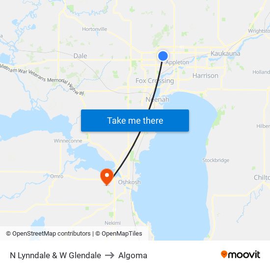 N Lynndale & W Glendale to Algoma map
