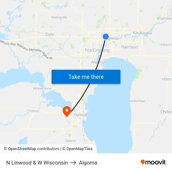 N Linwood & W Wisconsin to Algoma map