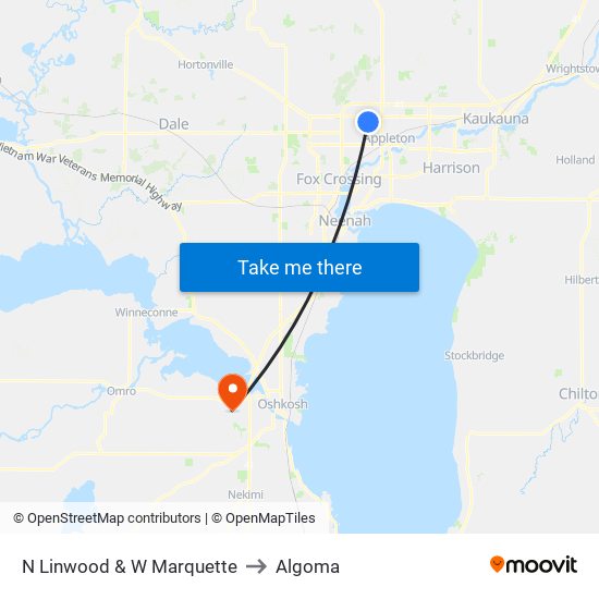 N Linwood & W Marquette to Algoma map