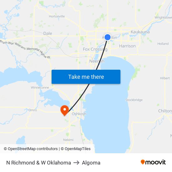N Richmond & W Oklahoma to Algoma map