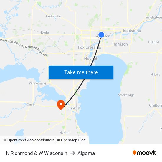 N Richmond & W Wisconsin to Algoma map