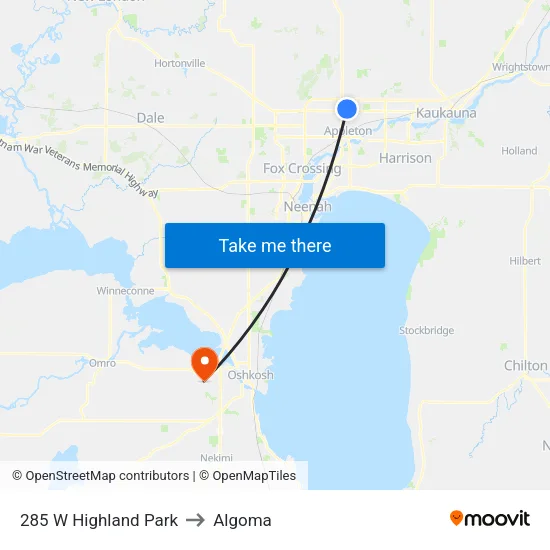 285 W Highland Park to Algoma map