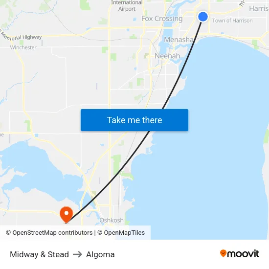 Midway & Stead to Algoma map