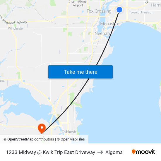 1233 Midway @ Kwik Trip East Driveway to Algoma map