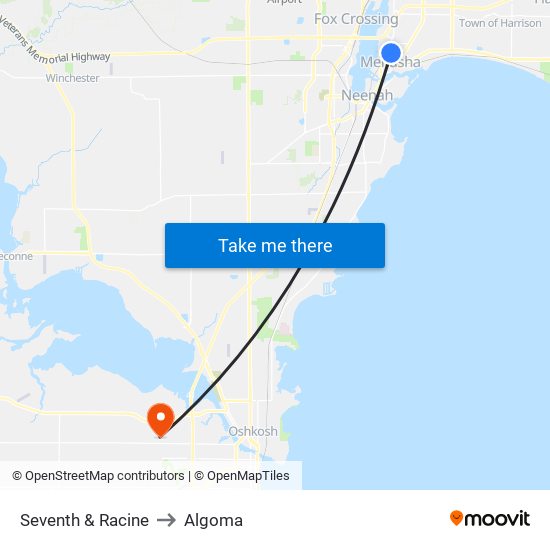 Seventh & Racine to Algoma map