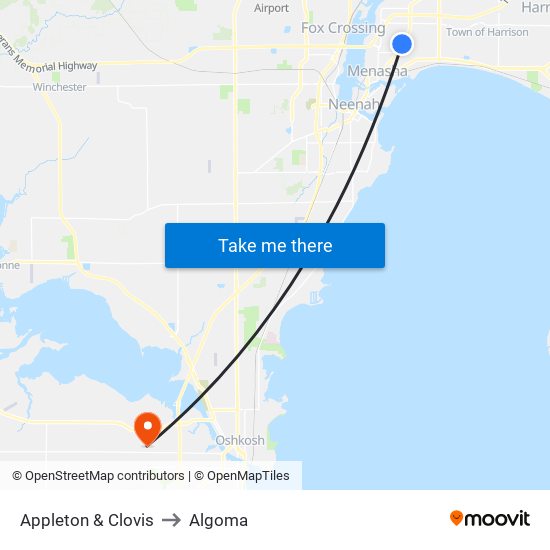 Appleton & Clovis to Algoma map
