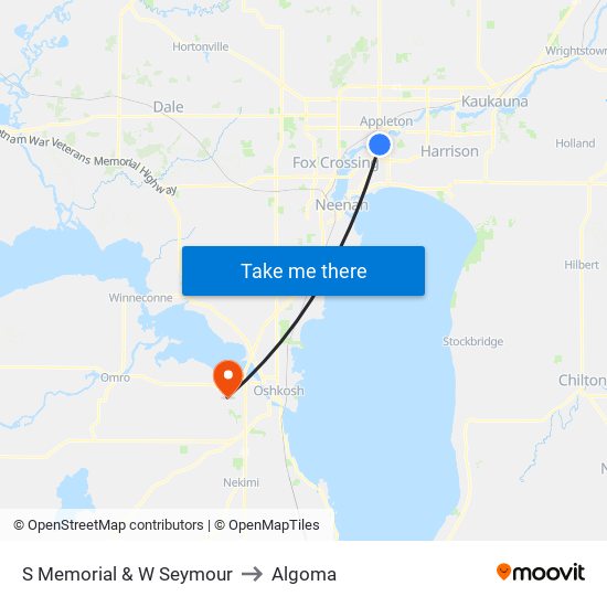 S Memorial & W Seymour to Algoma map