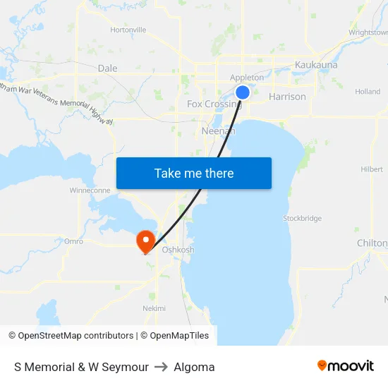 S Memorial & W Seymour to Algoma map