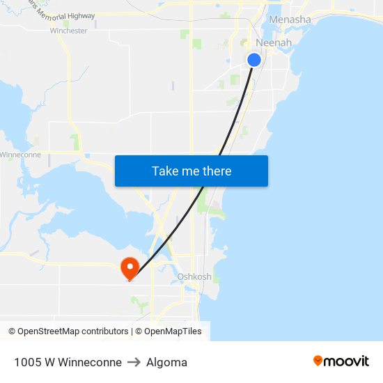 1005 W Winneconne to Algoma map