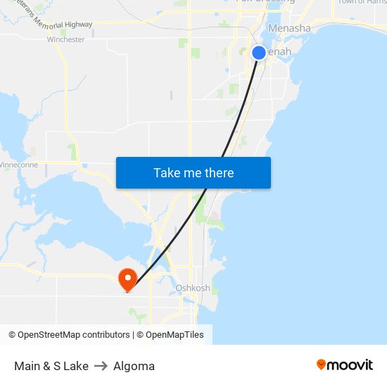 Main & S Lake to Algoma map