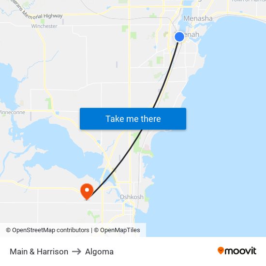 Main & Harrison to Algoma map