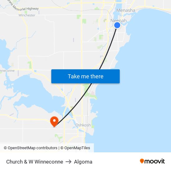 Church & W Winneconne to Algoma map