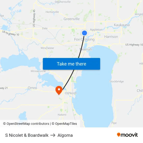 S Nicolet & Boardwalk to Algoma map