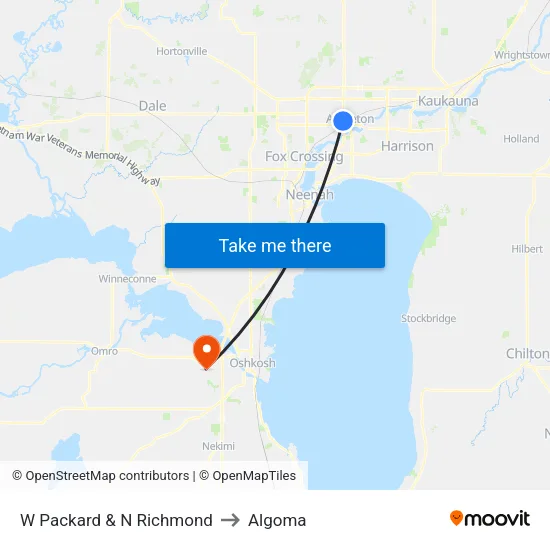 W Packard & N Richmond to Algoma map